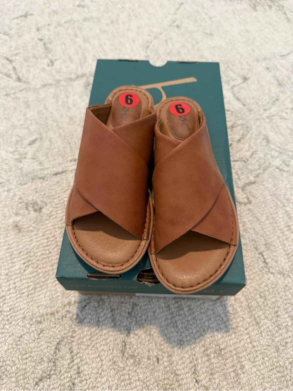 b.o.c. Tan Slip-On Leather Crossover Mules - Picture 2 of 6
